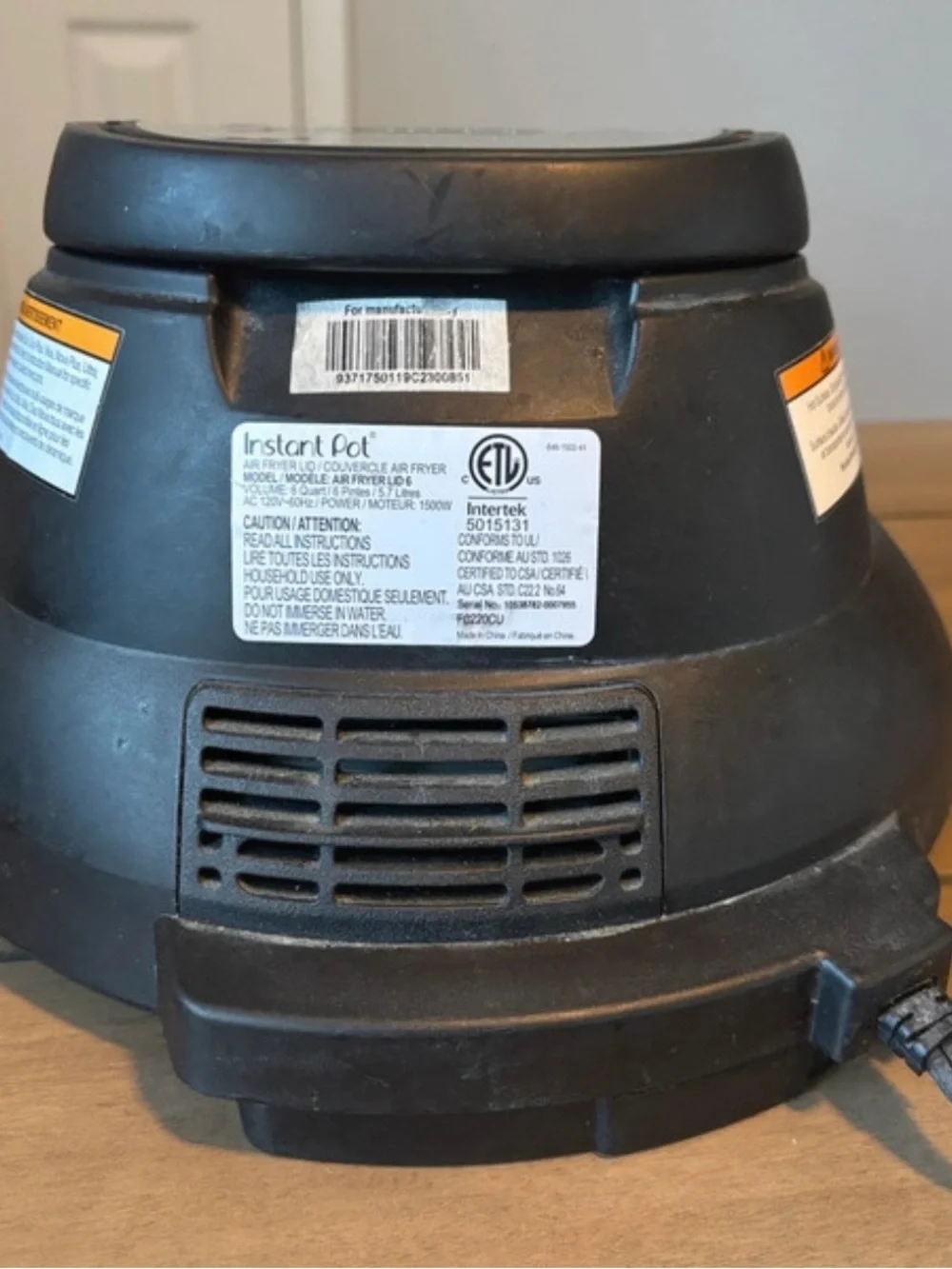 Instant Pot Air Fryer Lid 6QT
